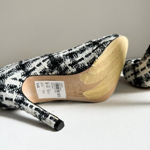 TOPSHOP Black White Plaid Tweed Classic Heels 41 (10.5) - Picture 7 of 7